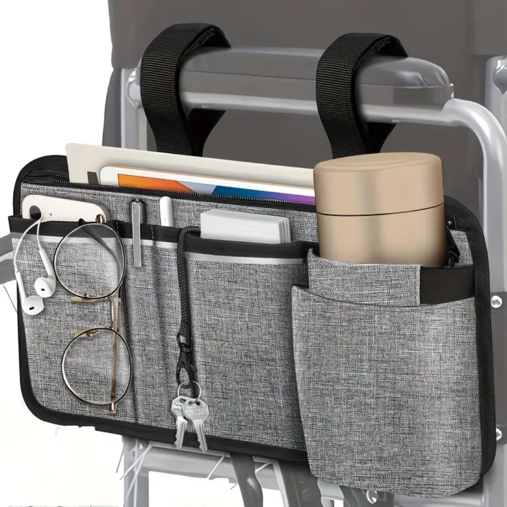 Stylish Gray Hanging Organizer for Mobility Aids